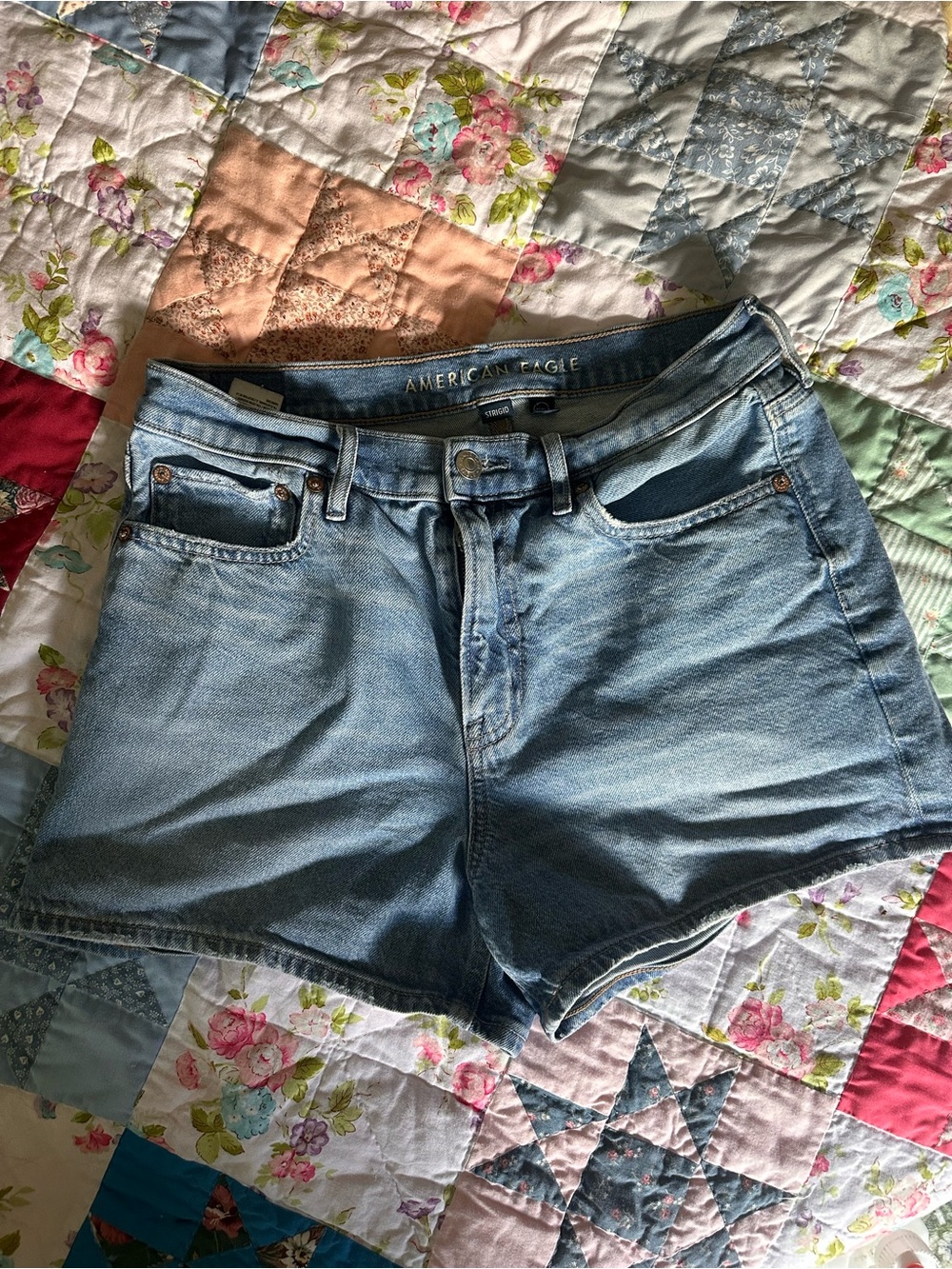 American Eagle Outfitters Light Blue High-Rise Denim Shorts